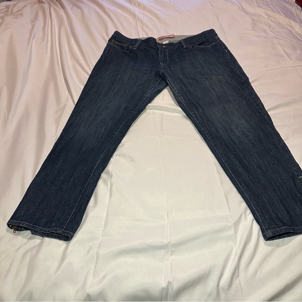 Gap Capri Jeans Blue Denim Ankle Zip Stretch  Capris Size 10